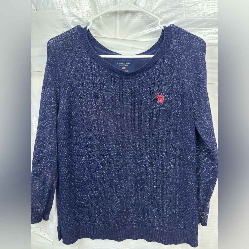 U.S. Polo Assn Navy Blue Sparkly Crewneck. NWOT Never Worn.